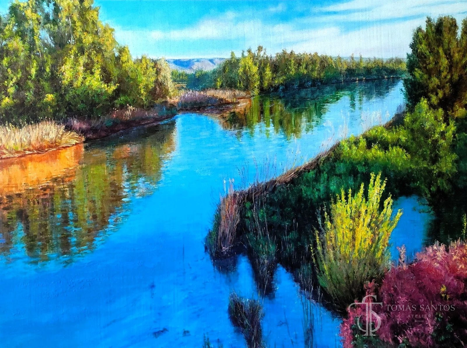El Jarama al amanecer, pintura de Tomás Santos.